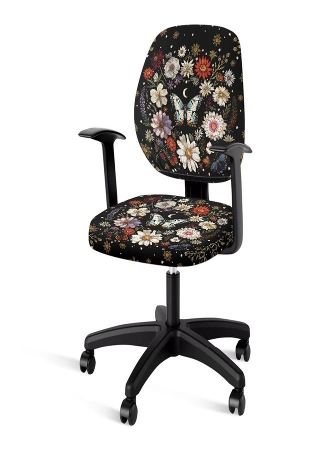 Talayituse Butterfly Daisy Moon Print Office Chair Cover Stretchable Desk Chair Cover Thick Chair Seat Cover Computer Chair Covers Slipcover for Universal Office Chair - Image 1
